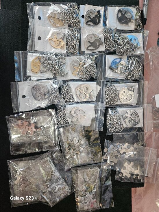 Jewelry - Couples Jewelry Lot 27 Pieces | Matching Heart Puzzle Yin Yang Necklaces & Brace